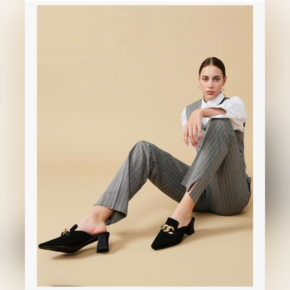 Women's Knit Pointed Toe Chunky Heel Mules #939 - Picture 12 of 15